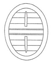 oval shutters with horizontal louvers